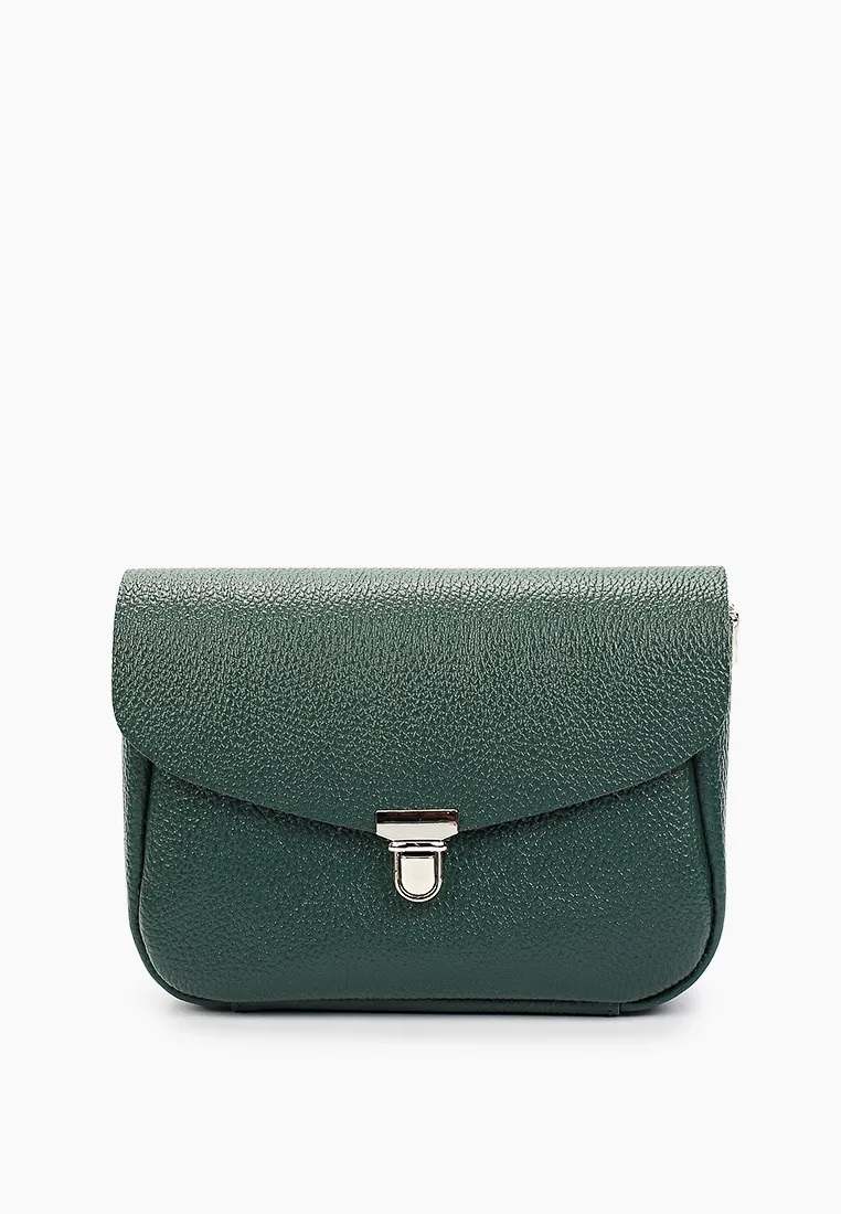 Женская кожаная сумка кросс-боди изумрудная A001 emerald grain