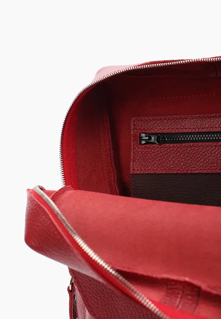 Женский кожаный рюкзак красный B009 ruby grain