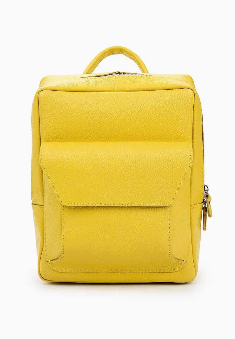 Женский рюкзак кожаный лимонно-желтый B009 lemon grain