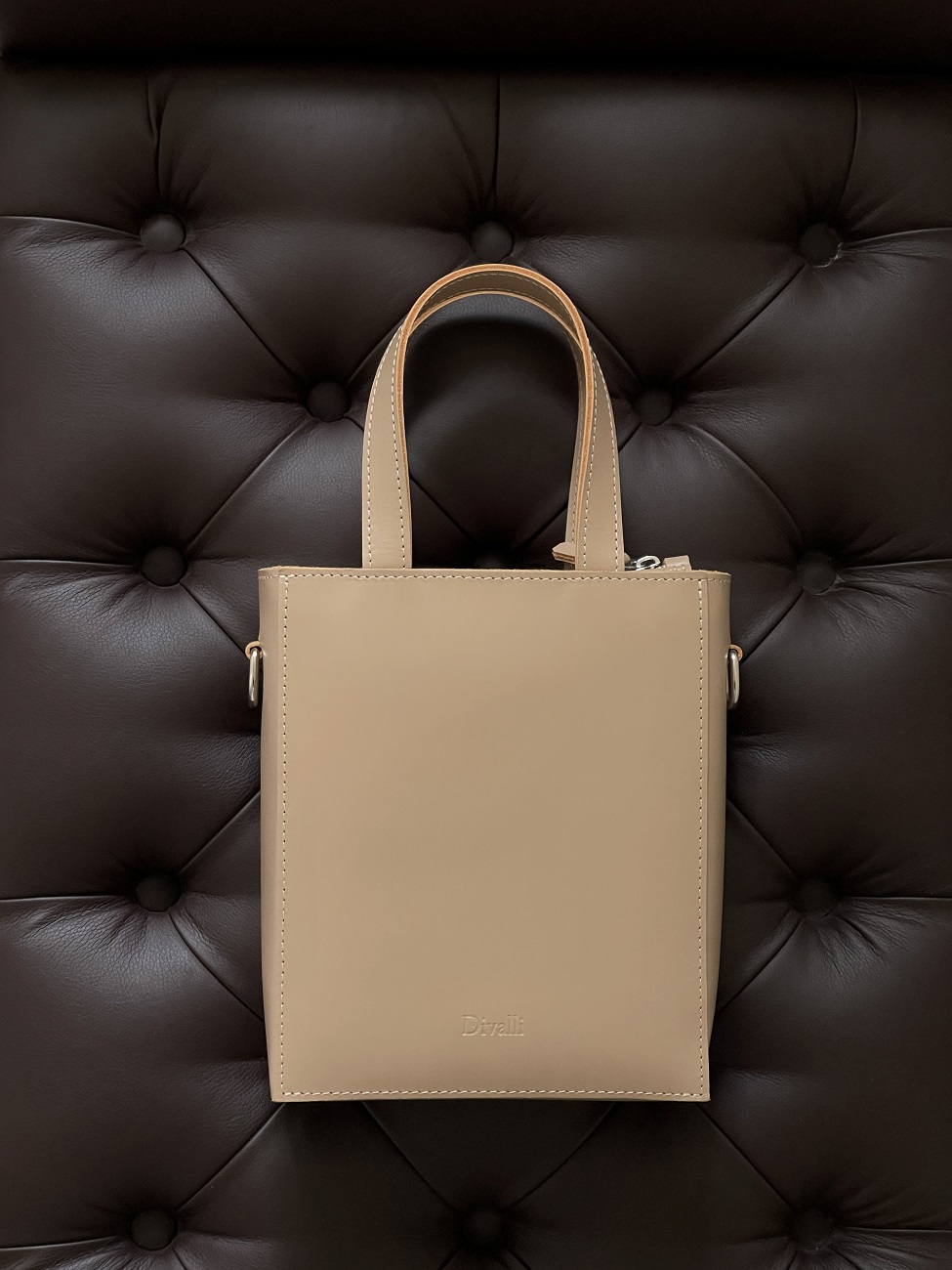 Женская сумка тоут из натуральной кожи бежевая A038 beige mini