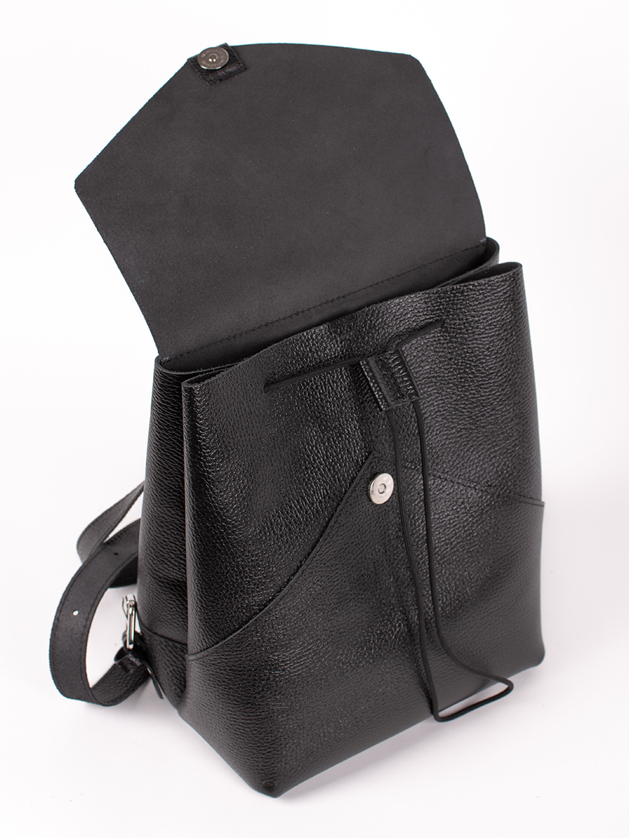 Женский кожаный рюкзак черный B003 black black grain