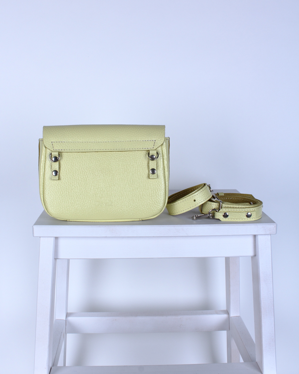 Женская поясная сумка из натуральной кожи желтая A016 yellow mini grain
