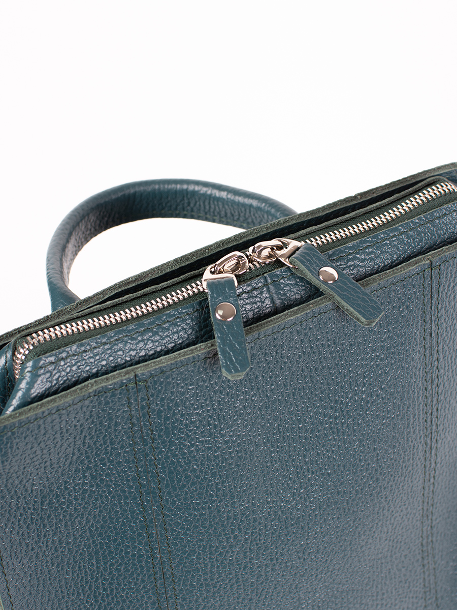 Женский рюкзак из натуральной кожи сине-зеленый B014 teal grain