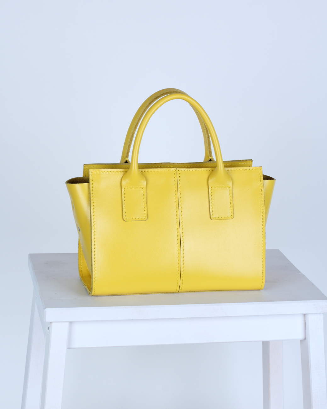 Женская сумка тоут из натуральной кожи лимонная A027 lemon mini