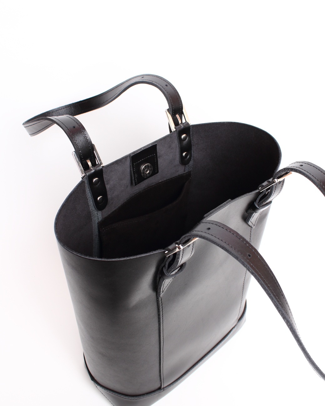 Женская сумка-шоппер из натуральной кожи черная A0141