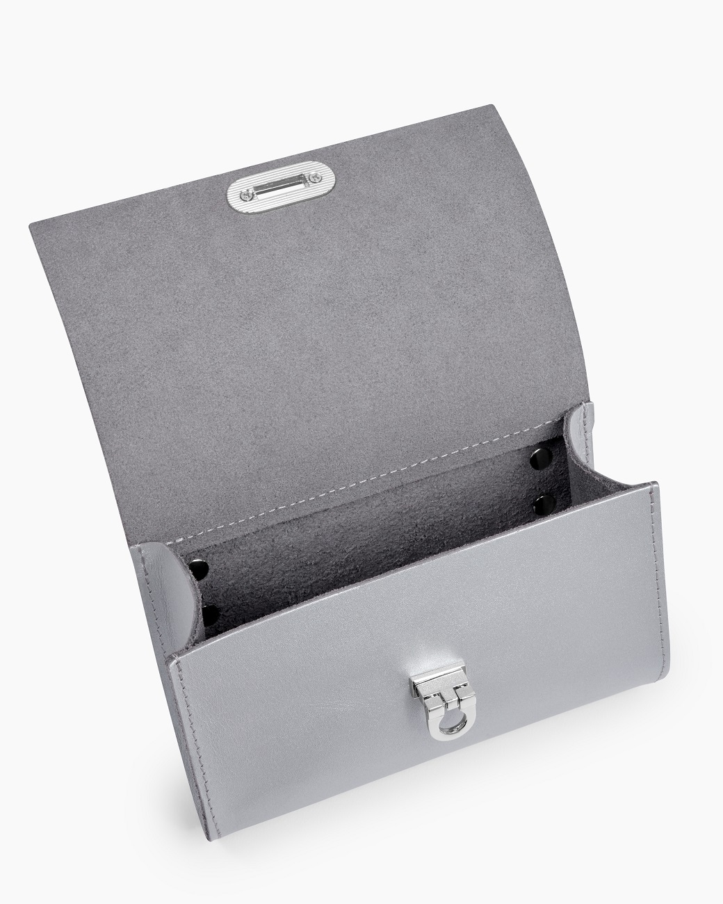 Женская кожаная поясная сумка серебристая A008 silver mini