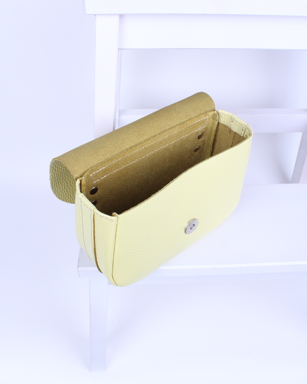 Женская поясная сумка из натуральной кожи желтая A016 yellow mini grain