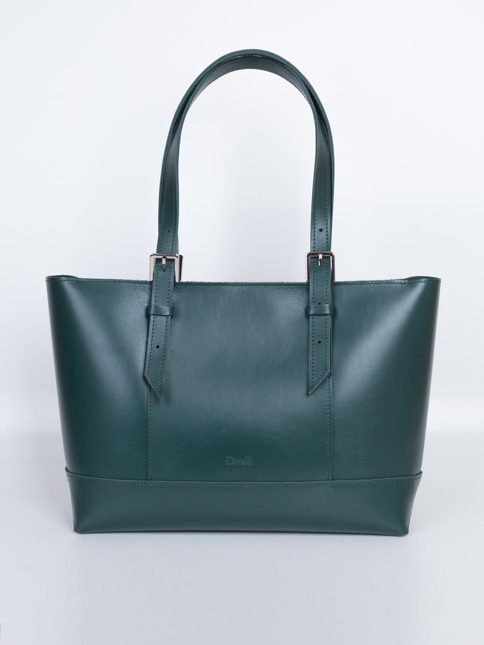 Женская сумка-шоппер из натуральной кожи зеленая A032 emerald