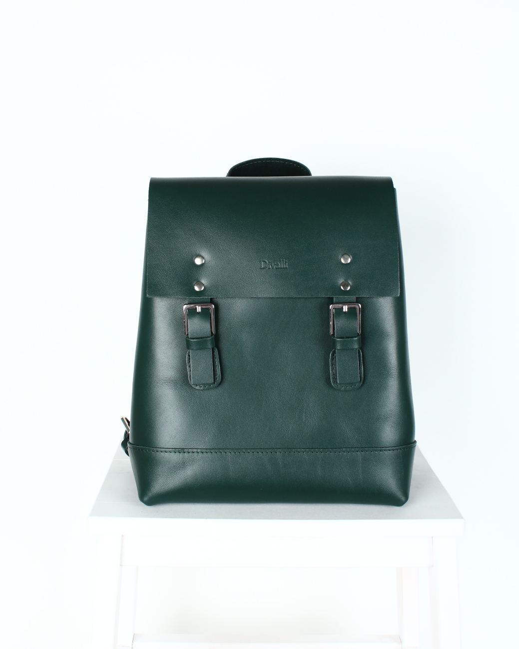 Женский рюкзак из натуральной кожи изумрудный B007 emerald