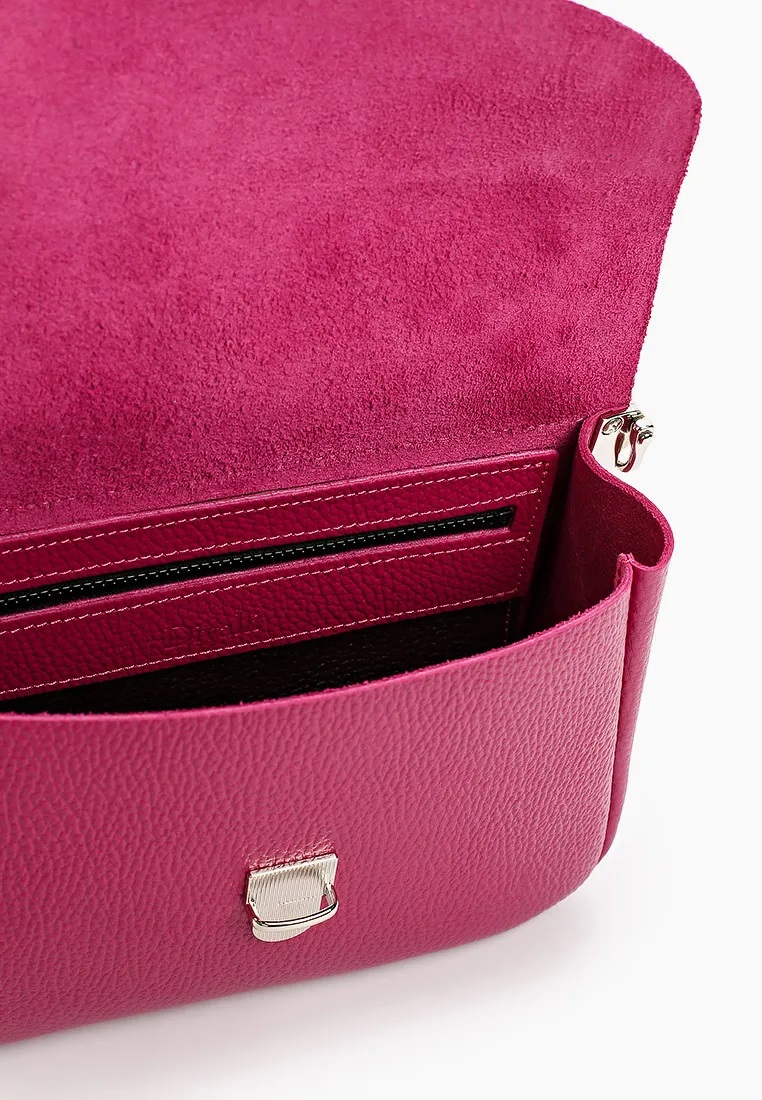 Женская кожаная сумка через плечо розовая A001 fuchsia grain