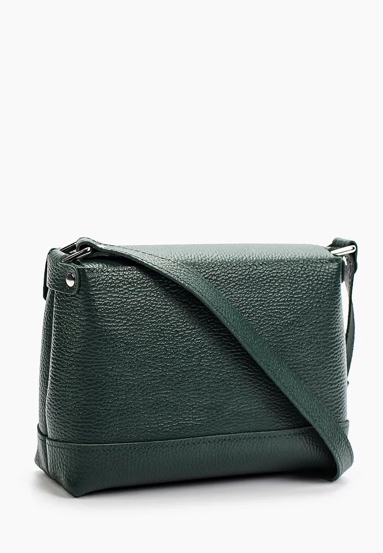 Женская кожаная сумка кросс-боди темно-зеленая A003 emerald grain