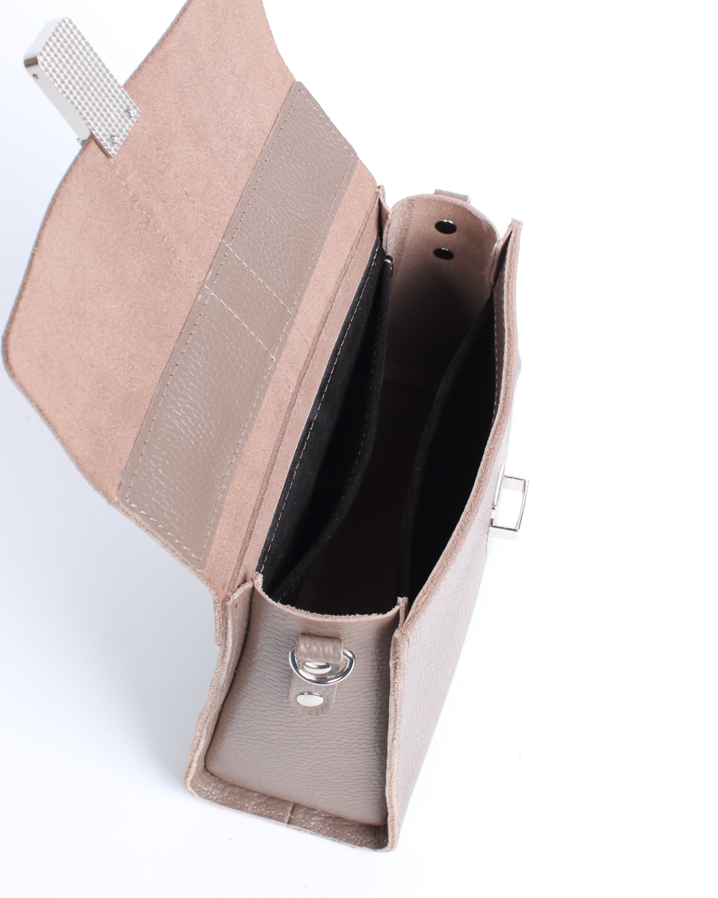 Женская сумка трапеция из натуральной кожи серо-бежевая A023 taupe mini grain