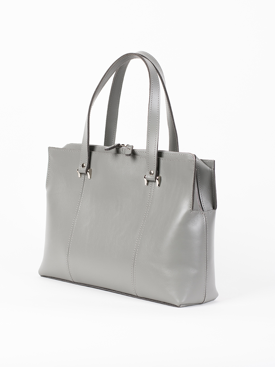 Женская сумка тоут из натуральной кожи серая A031 grey