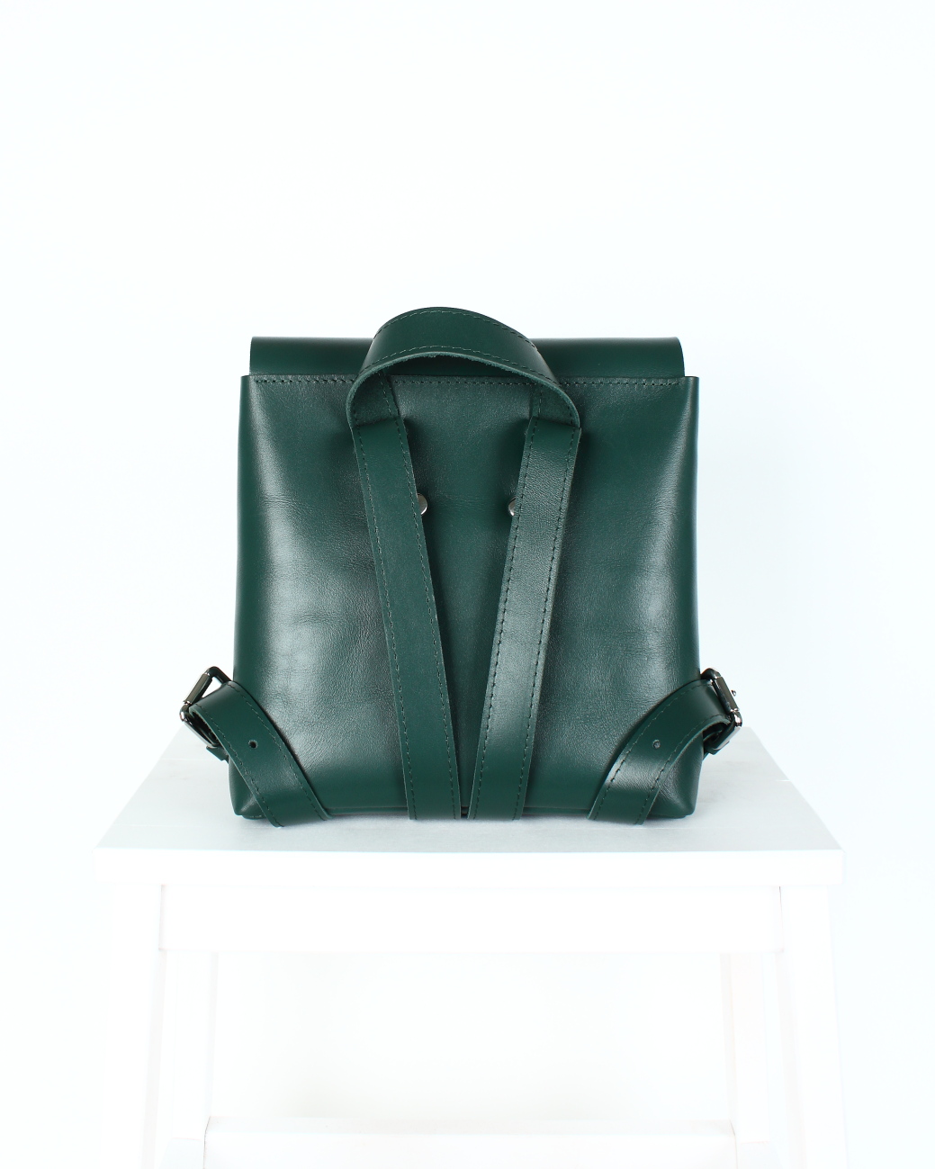 Женский рюкзак из натуральной кожи зеленый B001 emerald