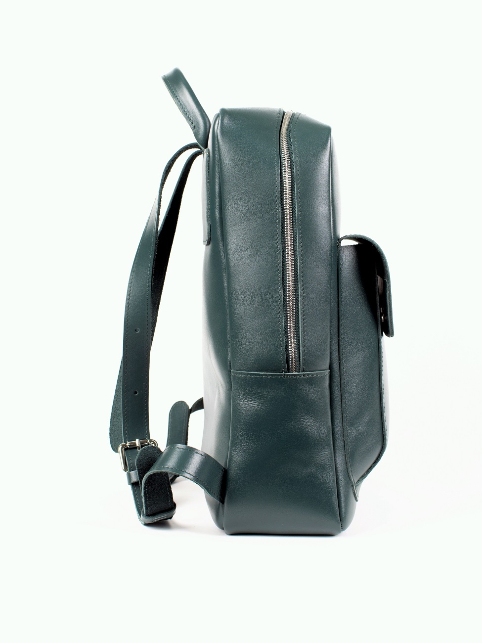 Женский рюкзак из натуральной кожи зеленый B009 emerald big