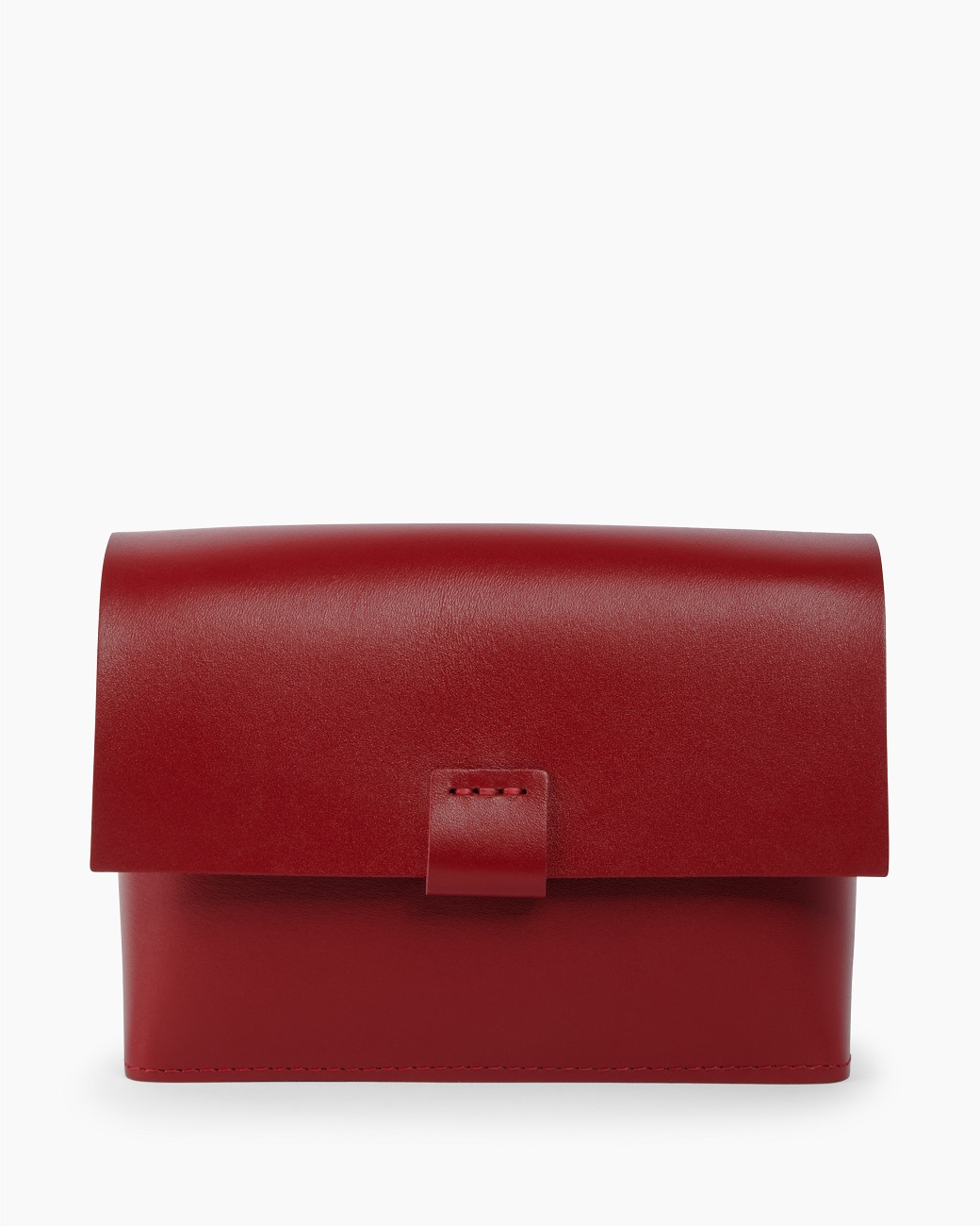 Кожаная женская поясная сумка красная A004 ruby