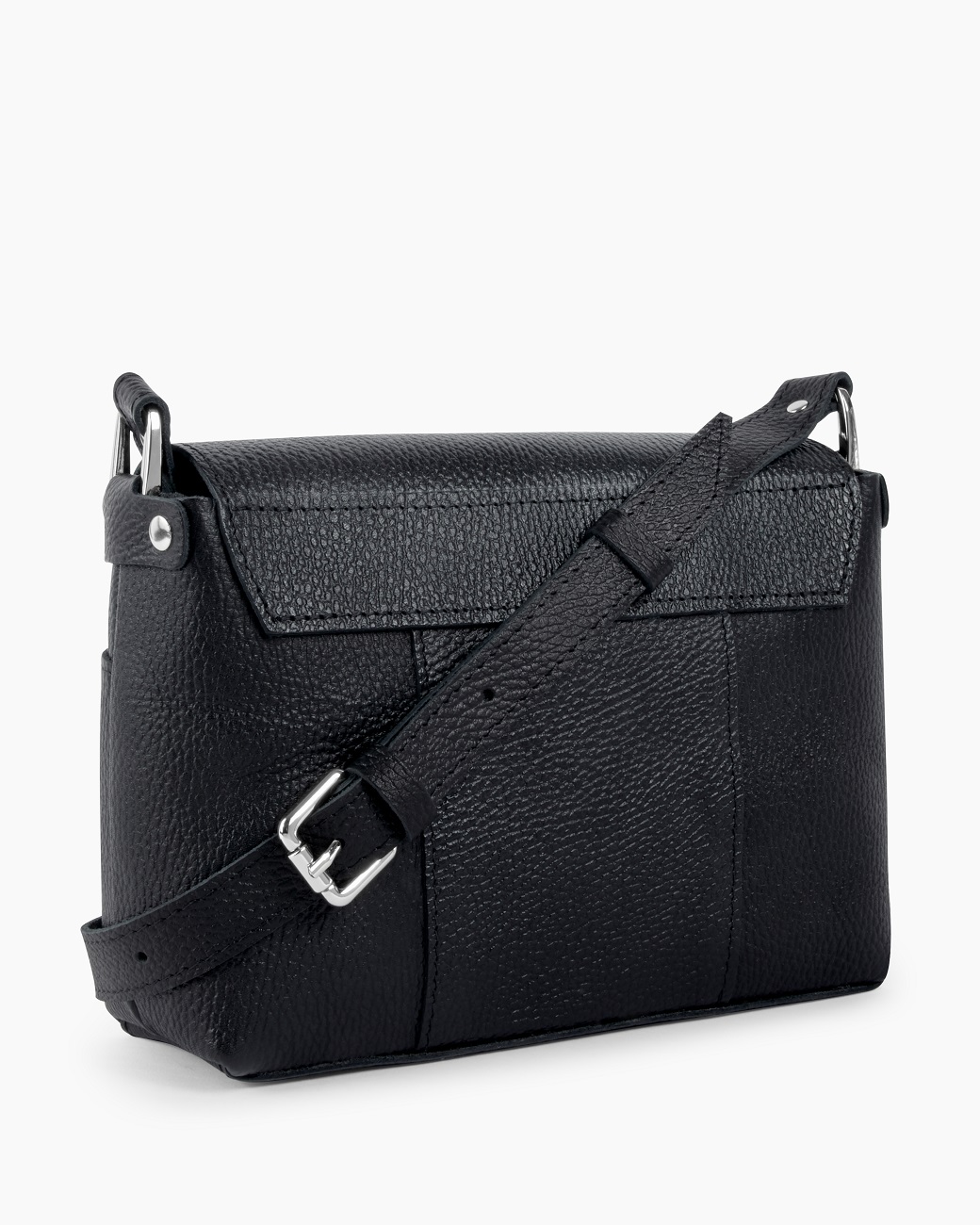 Женская сумка через плечо из натуральной кожи черная A011 black grain