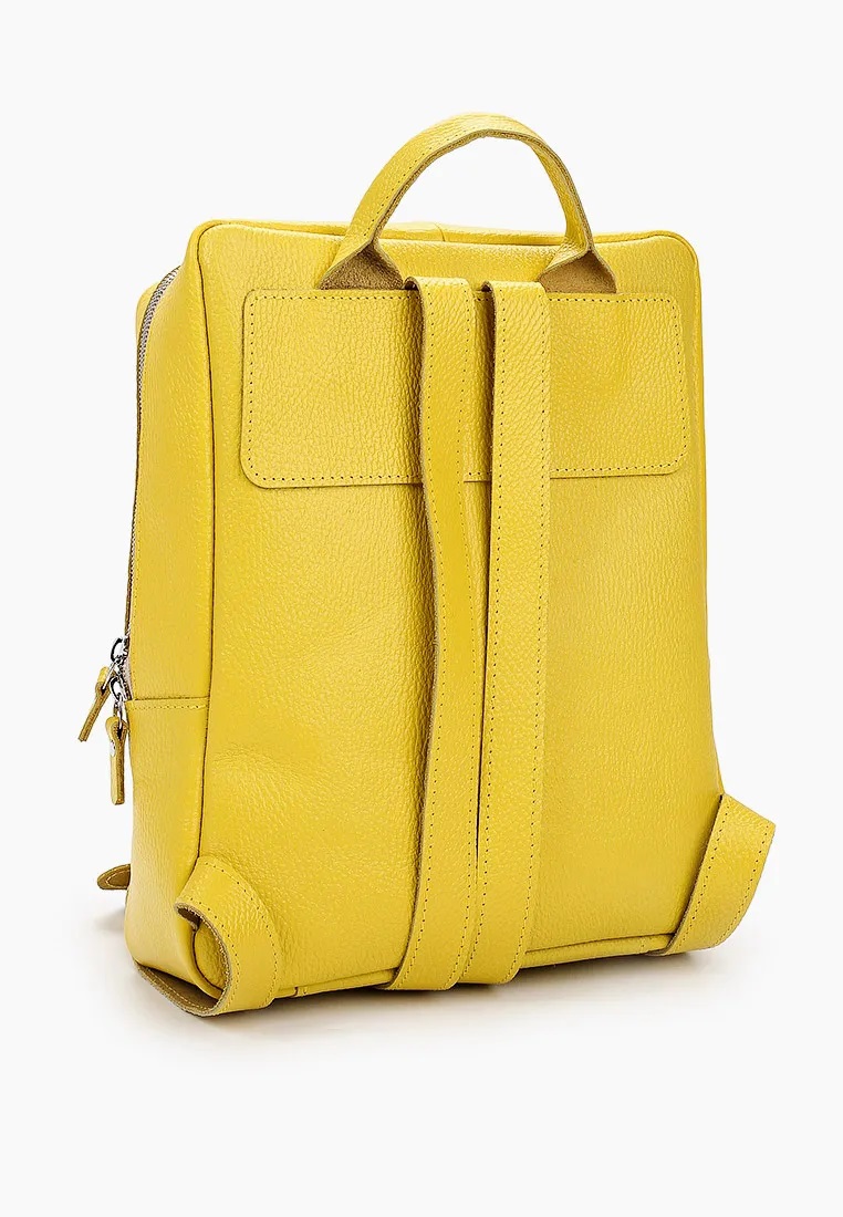 Женский рюкзак кожаный лимонно-желтый B009 lemon grain