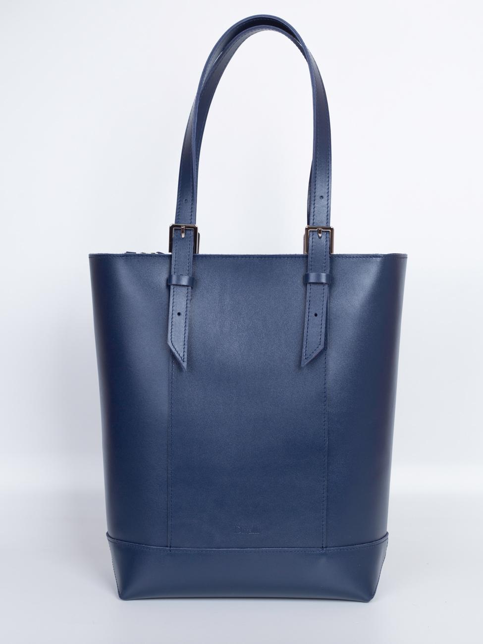 Женская сумка-шоппер из натуральной кожи синяя A014 sapphire ZIPPER
