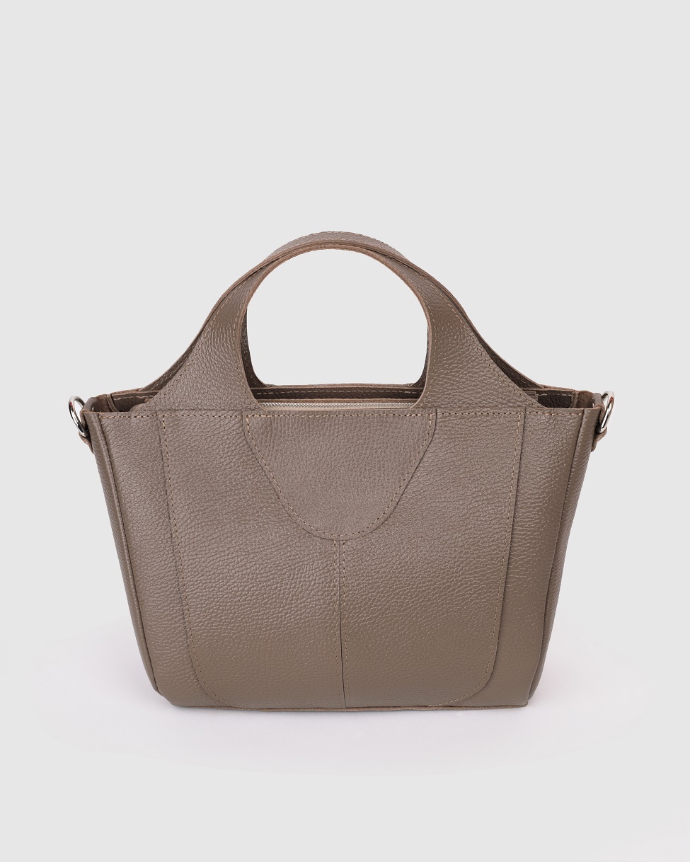 Женская сумка из натуральной кожи серо-бежевая A029 taupe grain