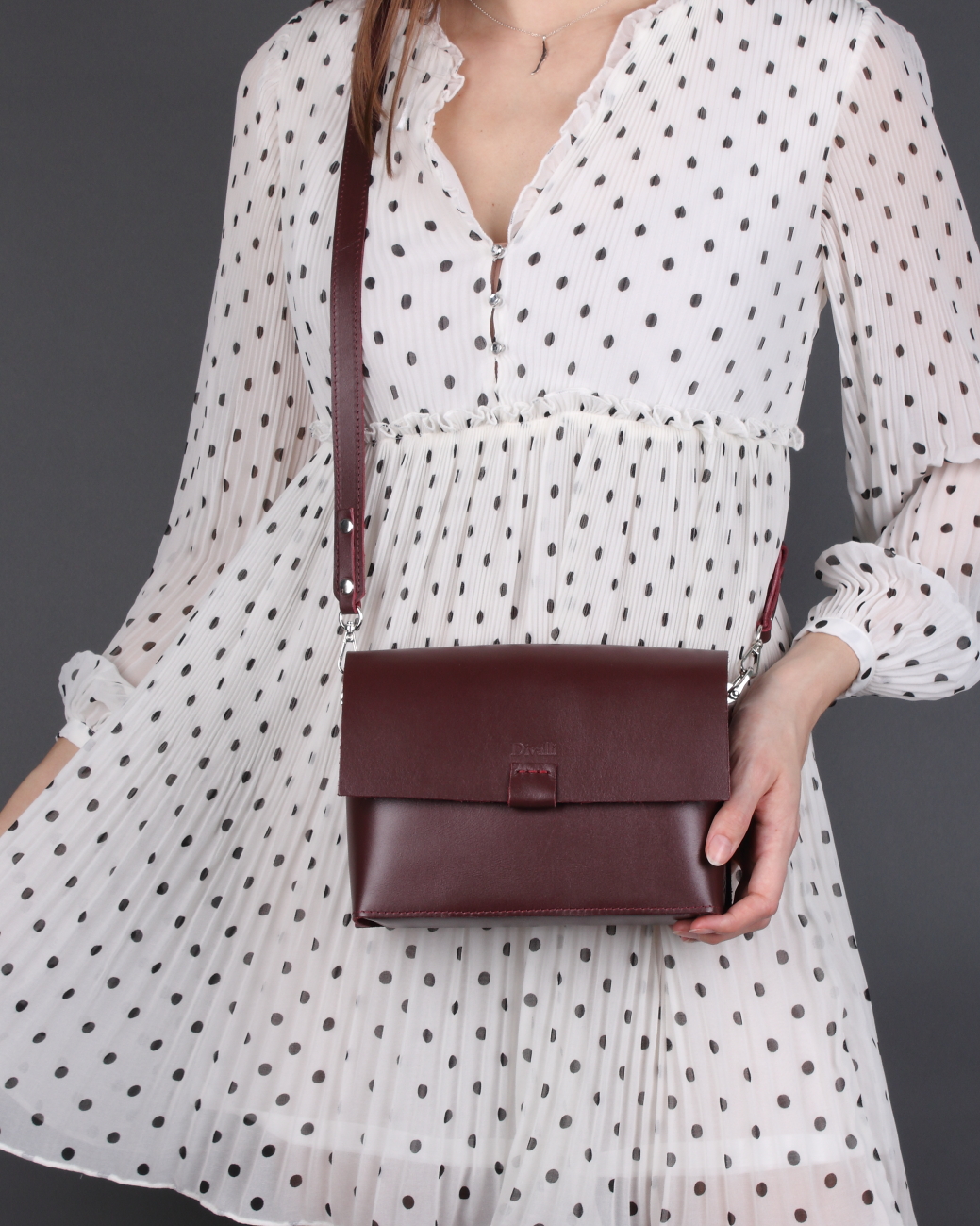 Женская сумка через плечо из натуральной кожи бордовая A005 burgundy