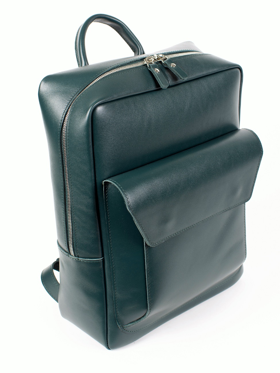 Женский рюкзак из натуральной кожи зеленый B009 emerald big
