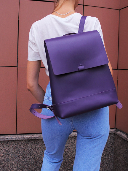 Женский кожаный рюкзак фиолетовый B002 purple