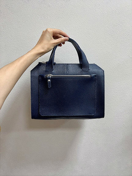 Женская сумка тоут из натуральной кожи синяя A018 sapphire mini grain