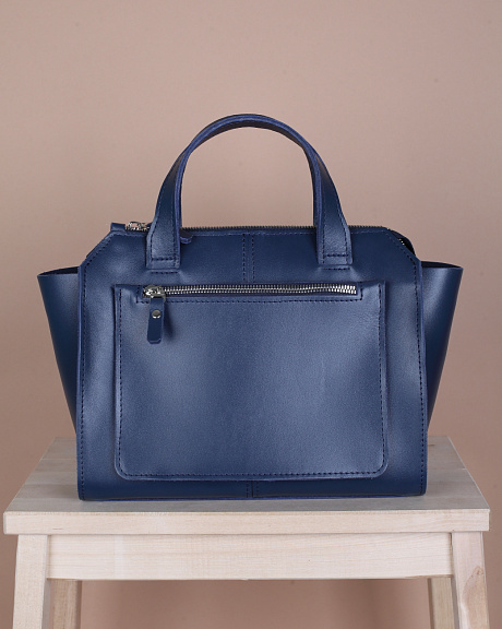 Женская сумка тоут из натуральной кожи синяя A018 sapphire mini 