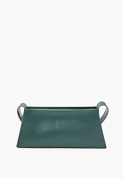 Женская сумка-багет из натуральной кожи изумрудная A036 emerald