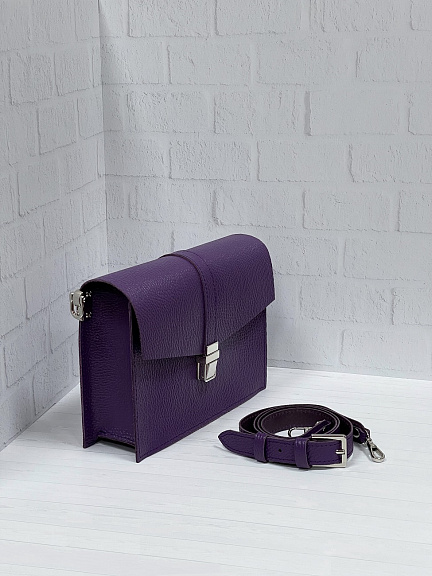 Женская сумка через плечо фиолетовая A009 purple grain