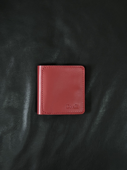 Кожаный кошелек красный W011 ruby