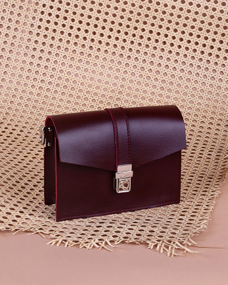 Женская кожаная поясная сумка бордовая A009 burgundy mini