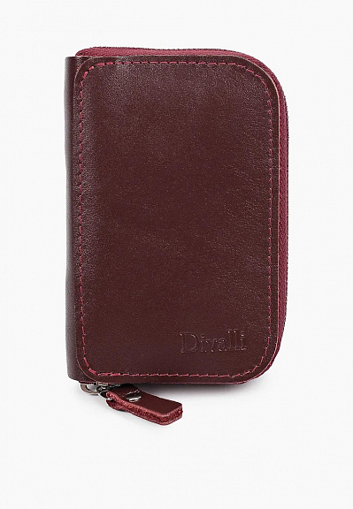 Кожаный кошелек на молнии бордовый W010 burgundy