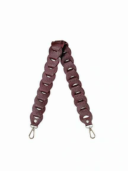Короткий ремень для сумки из натуральной кожи темно-бордовый T006 burgundy grain