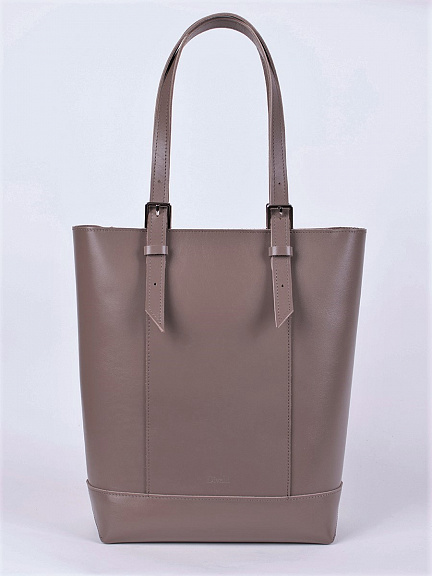 Женская кожаная сумка-шоппер серо-бежевая A014 taupe ZIPPER