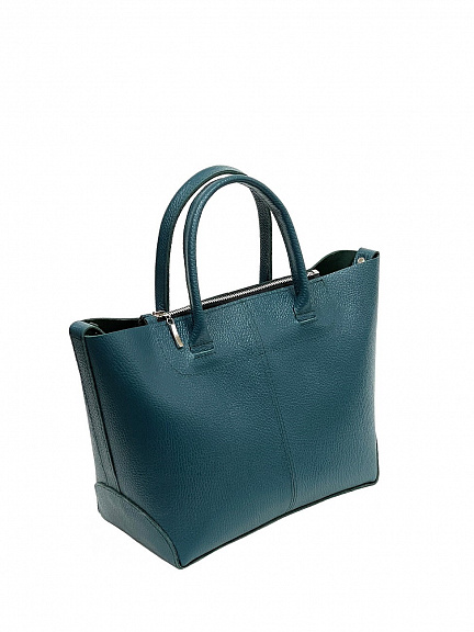 Женская кожаная сумка саквояж-трансформер сине-зеленая A020 teal mini grain