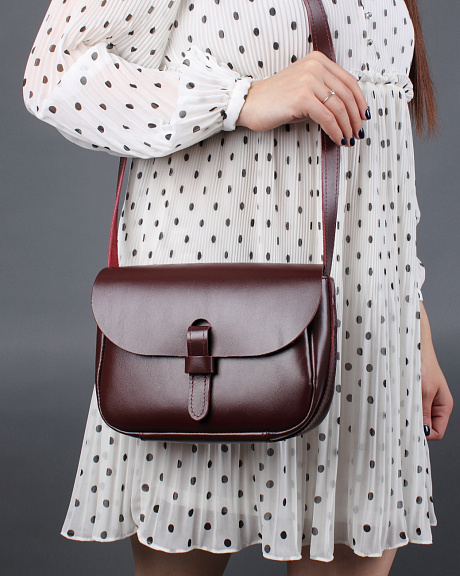 Женская сумка через плечо из натуральной кожи бордовая A016 burgundy